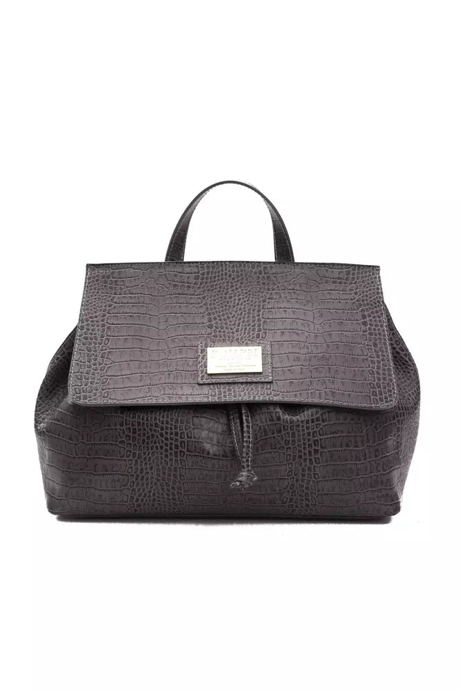 Gray Leather Women Handbag - SEHABRANDS