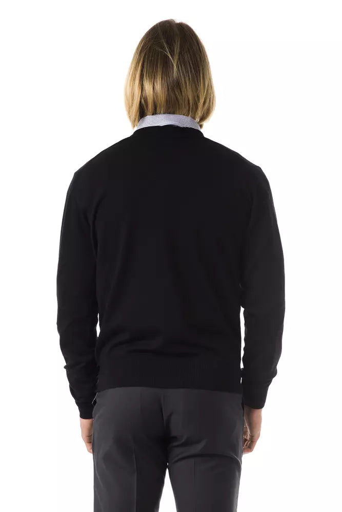 Black Merino Wool Men Sweater - SEHABRANDS