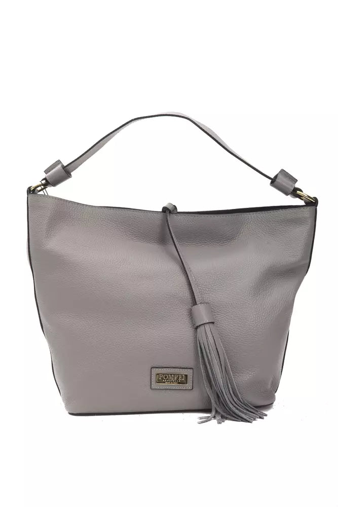 Gray Leather Women Shoulder Bag - SEHABRANDS