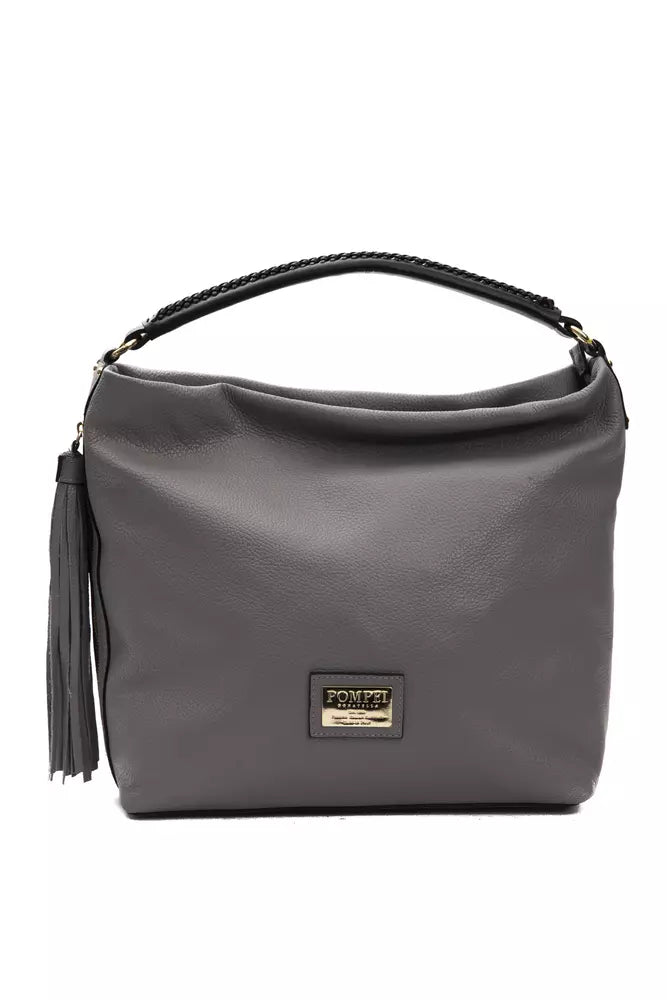 Gray Leather Women Shoulder Bag - SEHABRANDS