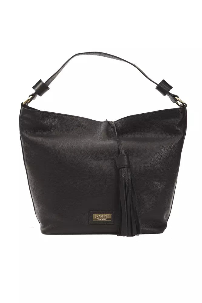 Black Leather Women Shoulder Bag - SEHABRANDS