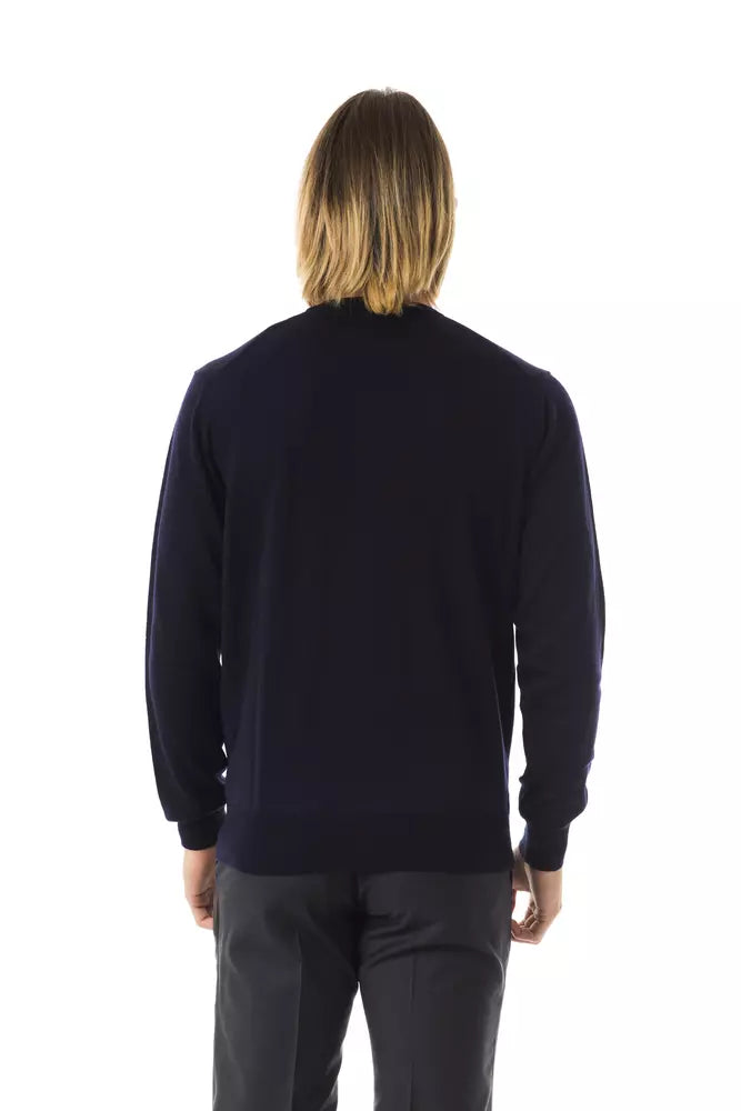 Blue Merino Wool Men Sweater - SEHABRANDS