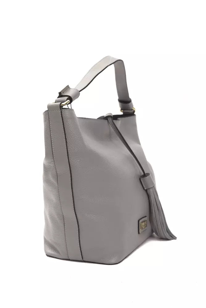 Gray Leather Women Shoulder Bag - SEHABRANDS