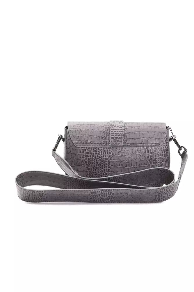 Gray Leather Women Crossbody Bag - SEHABRANDS