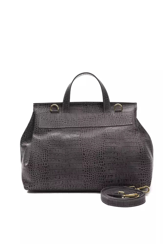 Gray Leather Women Handbag - SEHABRANDS