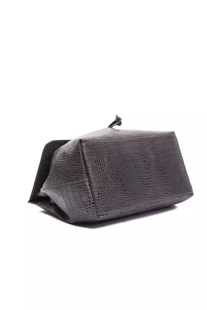 Gray Leather Women Handbag - SEHABRANDS