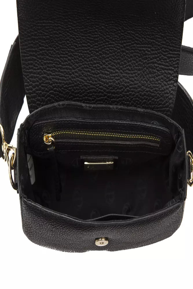 Black Leather Women Crossbody Bag - SEHABRANDS