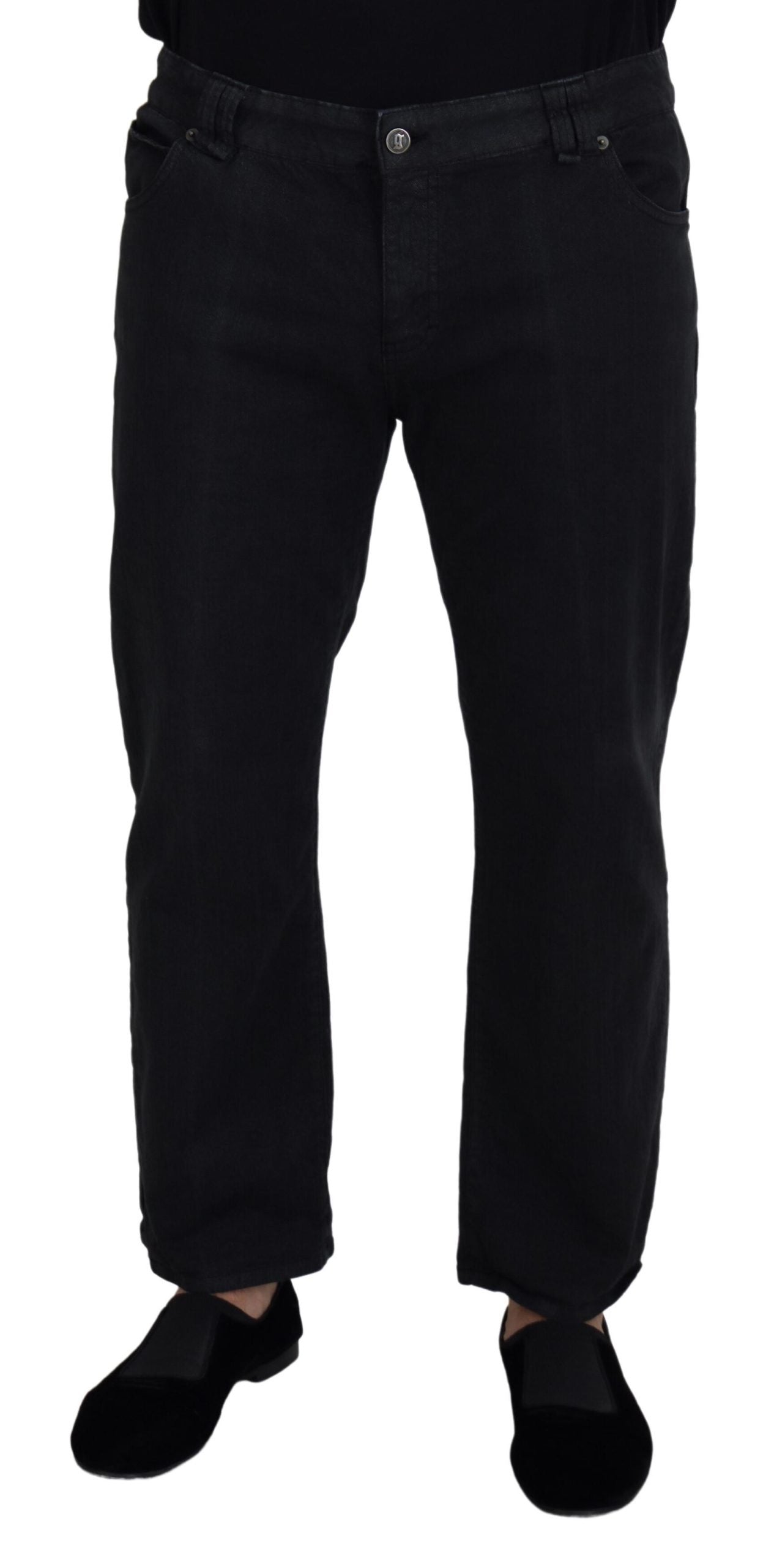 Elegant Black Mainline Cotton Jeans - SEHABRANDS