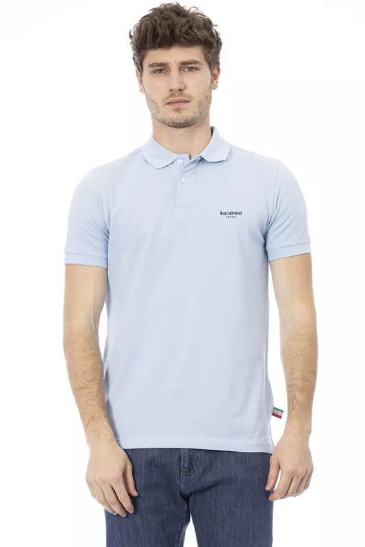 Light Blue Cotton Men Polo - SEHABRANDS