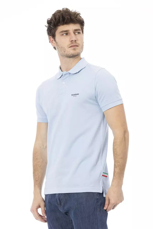 Light Blue Cotton Men Polo - SEHABRANDS