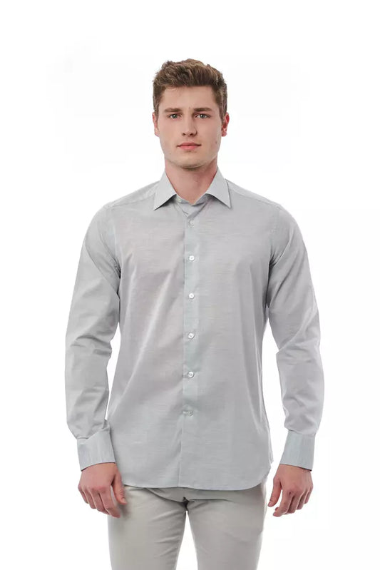 Gray Cotton Men Shirt - SEHABRANDS