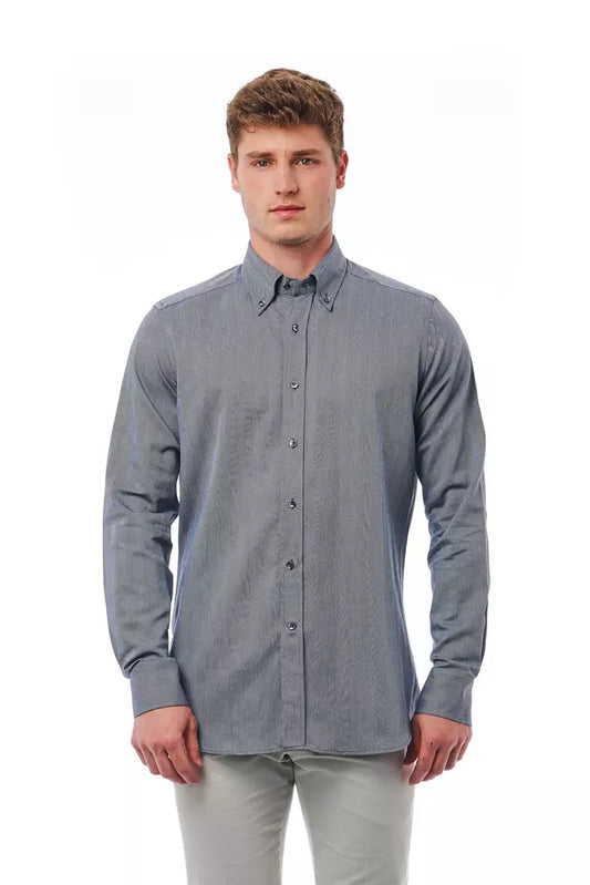 Blue Cotton Men Shirt - SEHABRANDS