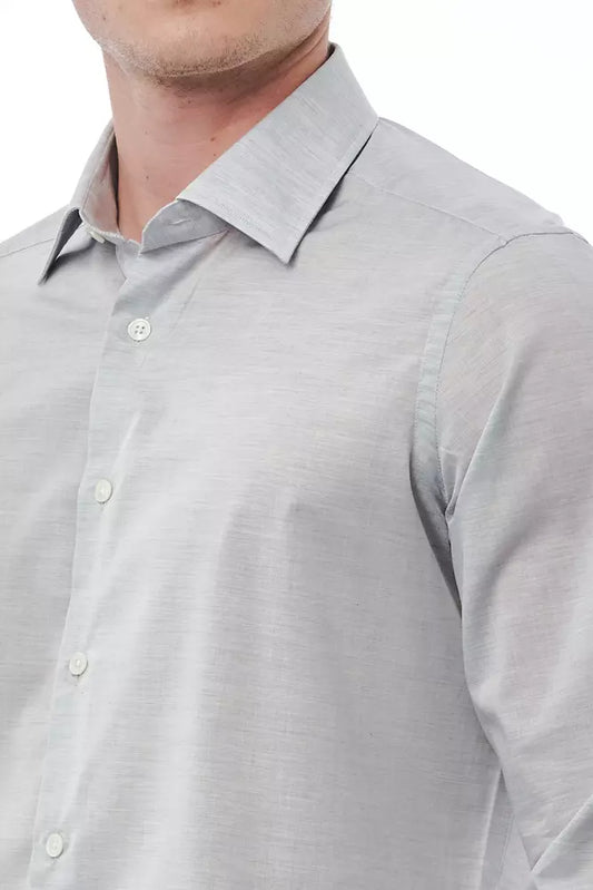 Gray Cotton Men Shirt - SEHABRANDS