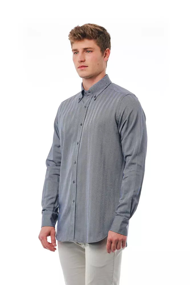 Blue Cotton Men Shirt - SEHABRANDS