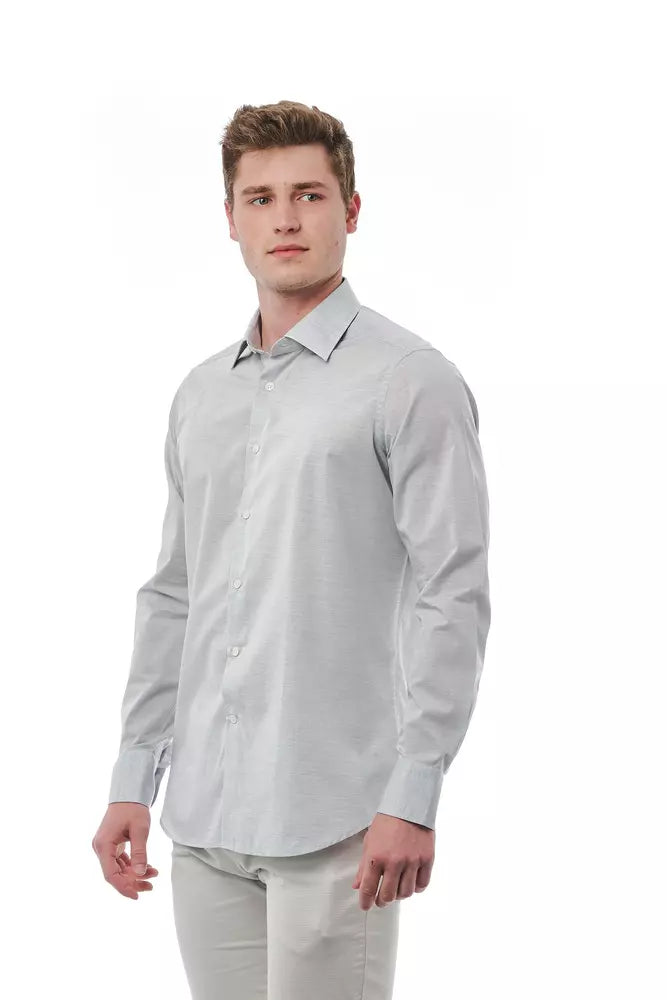 Gray Cotton Men Shirt - SEHABRANDS