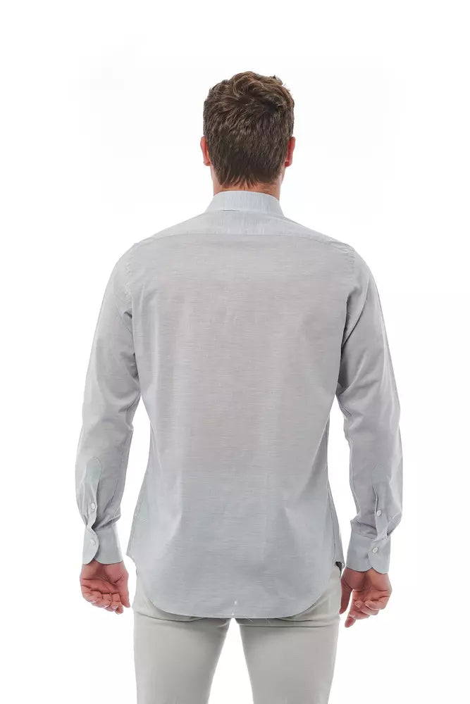 Gray Cotton Men Shirt - SEHABRANDS