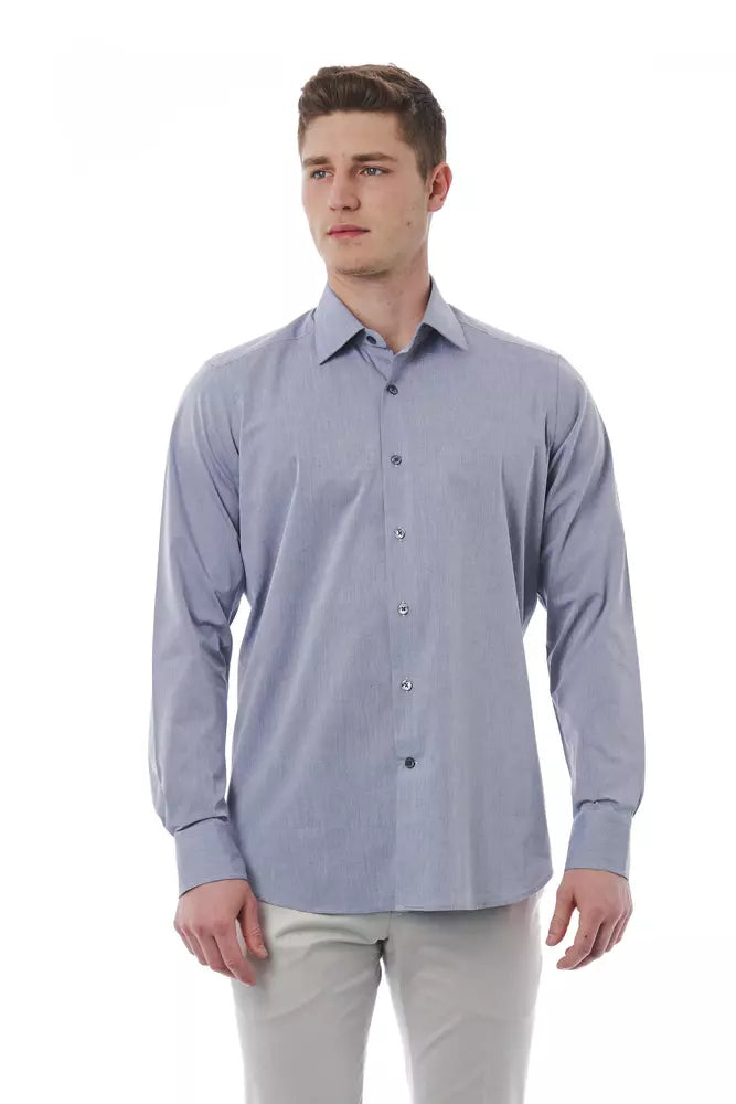 Gray Cotton Men Shirt - SEHABRANDS