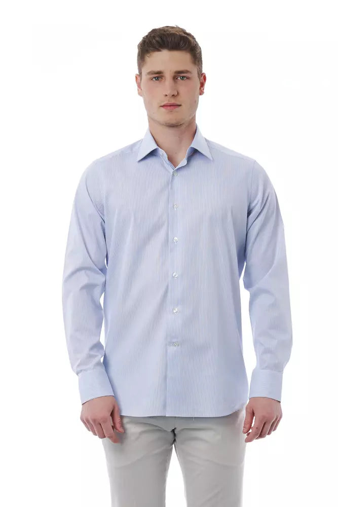 Light Blue Cotton Men Shirt - SEHABRANDS