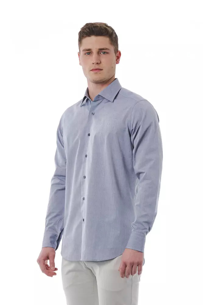 Gray Cotton Men Shirt - SEHABRANDS