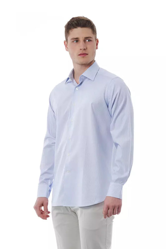 Light Blue Cotton Men Shirt - SEHABRANDS