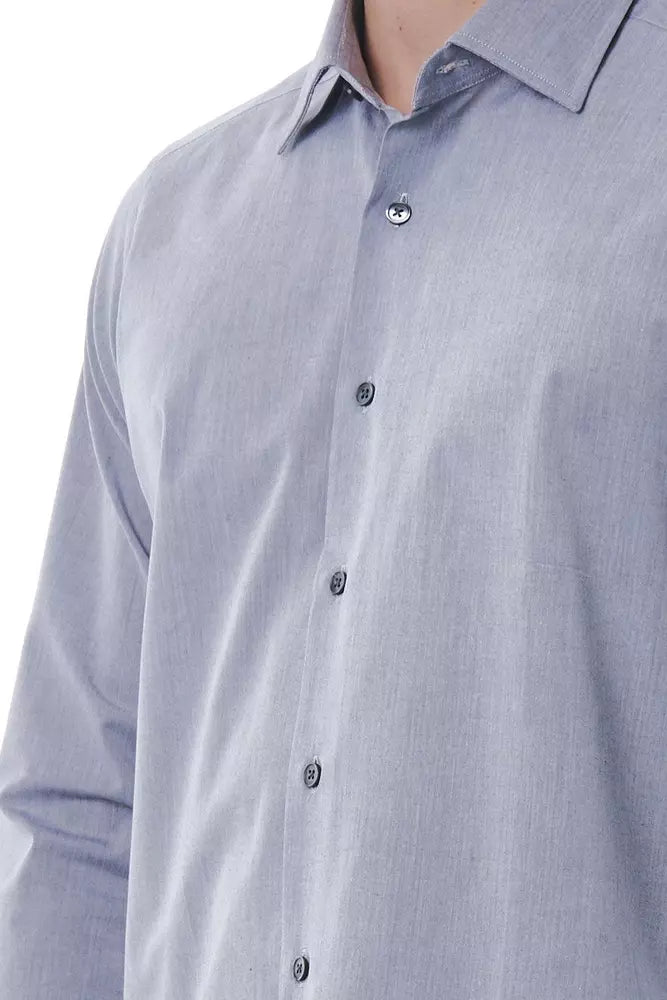 Gray Cotton Men Shirt - SEHABRANDS