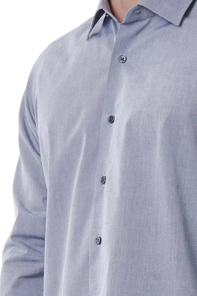 Gray Cotton Men Shirt - SEHABRANDS