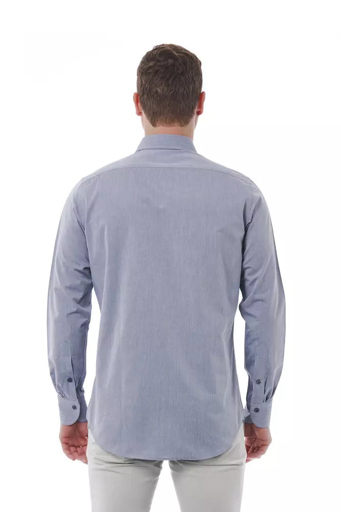 Gray Cotton Men Shirt - SEHABRANDS