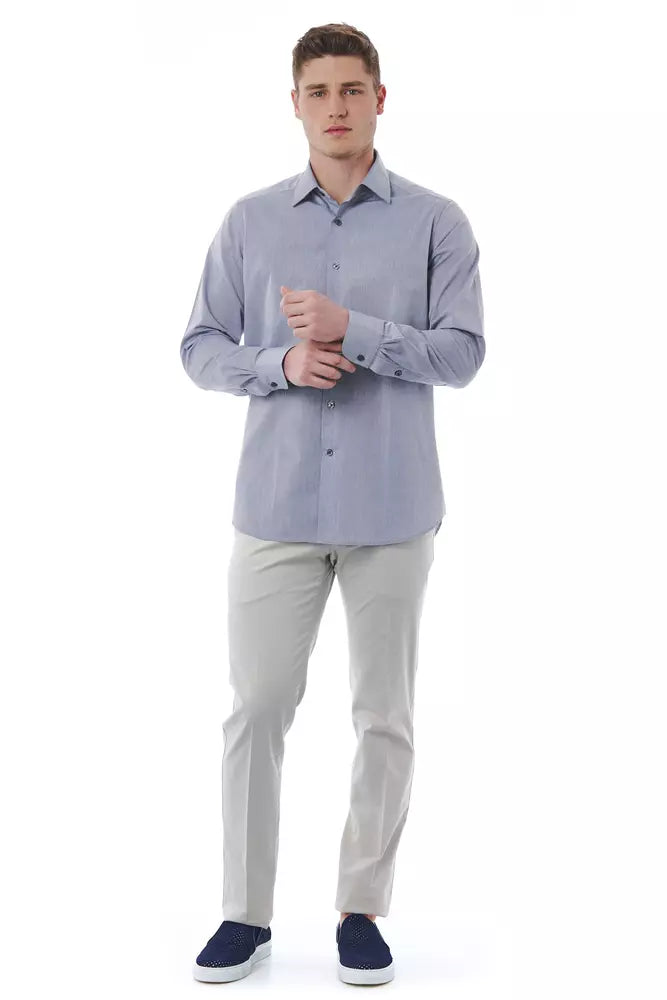 Gray Cotton Men Shirt - SEHABRANDS