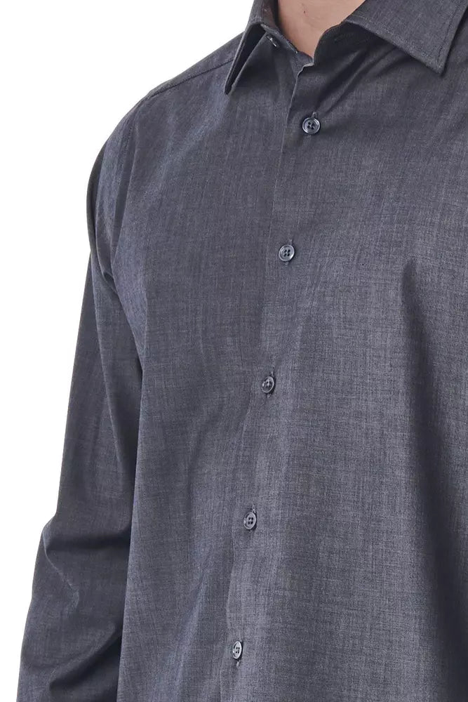 Gray Cotton Men Shirt - SEHABRANDS