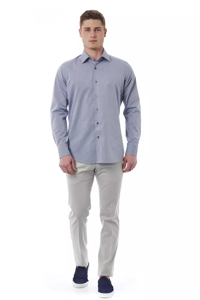 Gray Cotton Men Shirt - SEHABRANDS