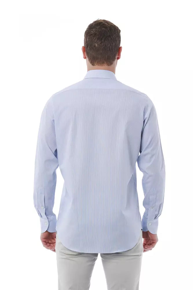 Light Blue Cotton Men Shirt - SEHABRANDS