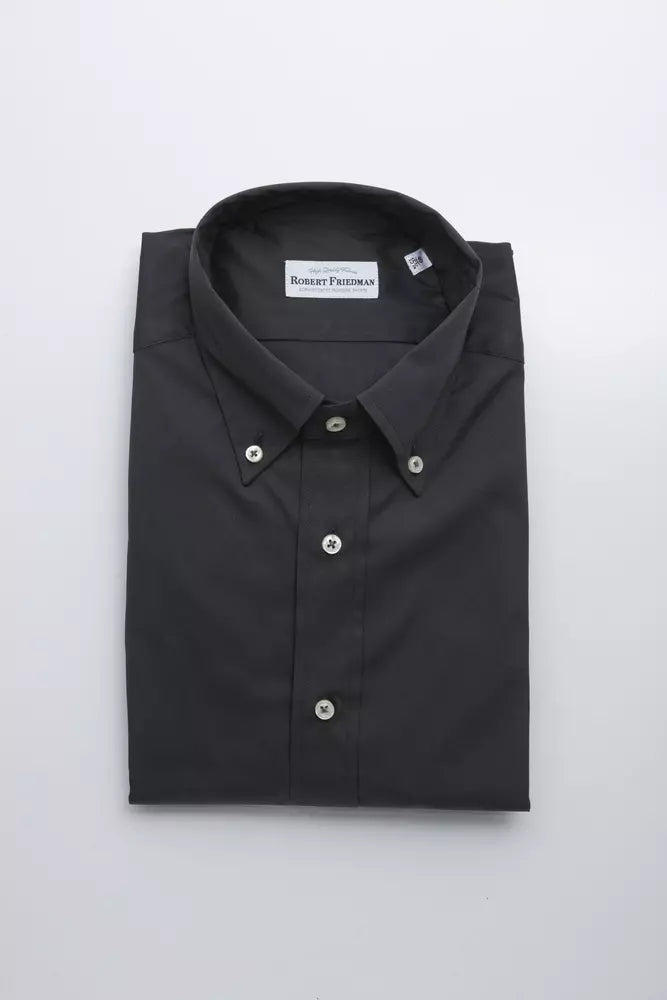 Gray Cotton Men Shirt - SEHABRANDS