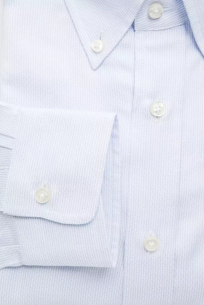 Light Blue Cotton Men Shirt - SEHABRANDS