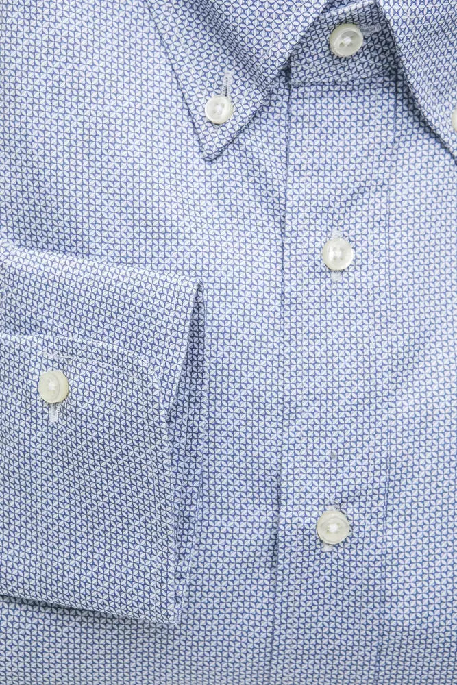 Light Blue Cotton Men Shirt - SEHABRANDS