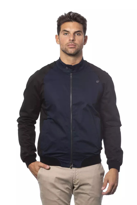 Blue Cotton Men Bomber Jacket - SEHABRANDS