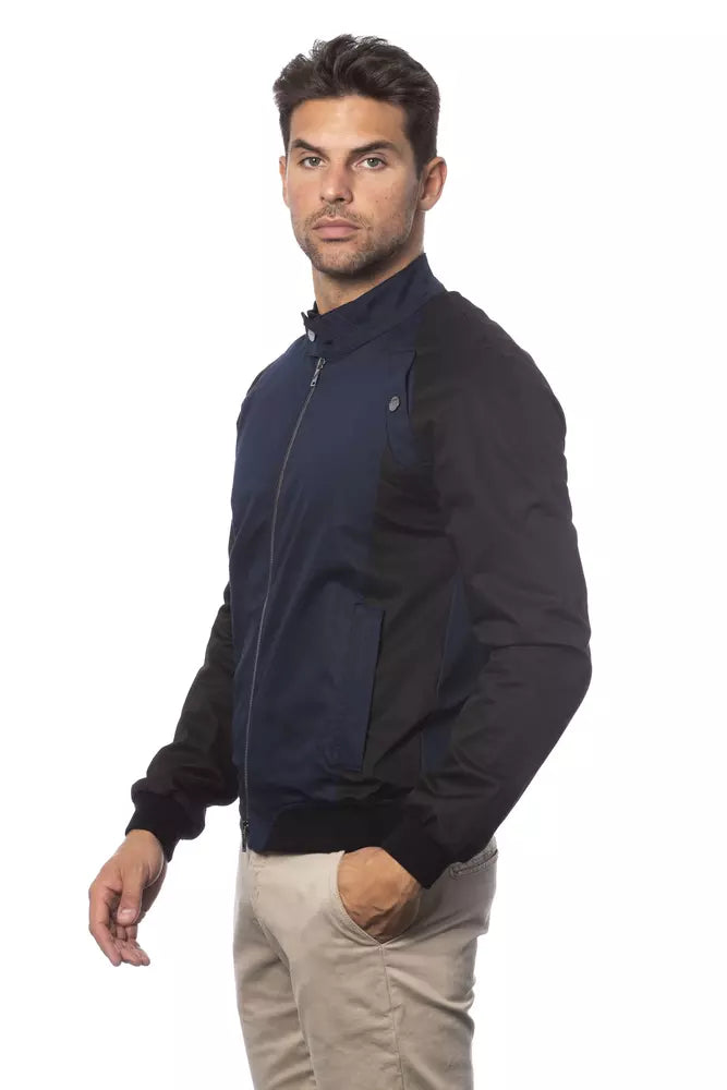 Blue Cotton Men Bomber Jacket - SEHABRANDS