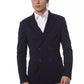 Blue Viscose Men Blazer - SEHABRANDS