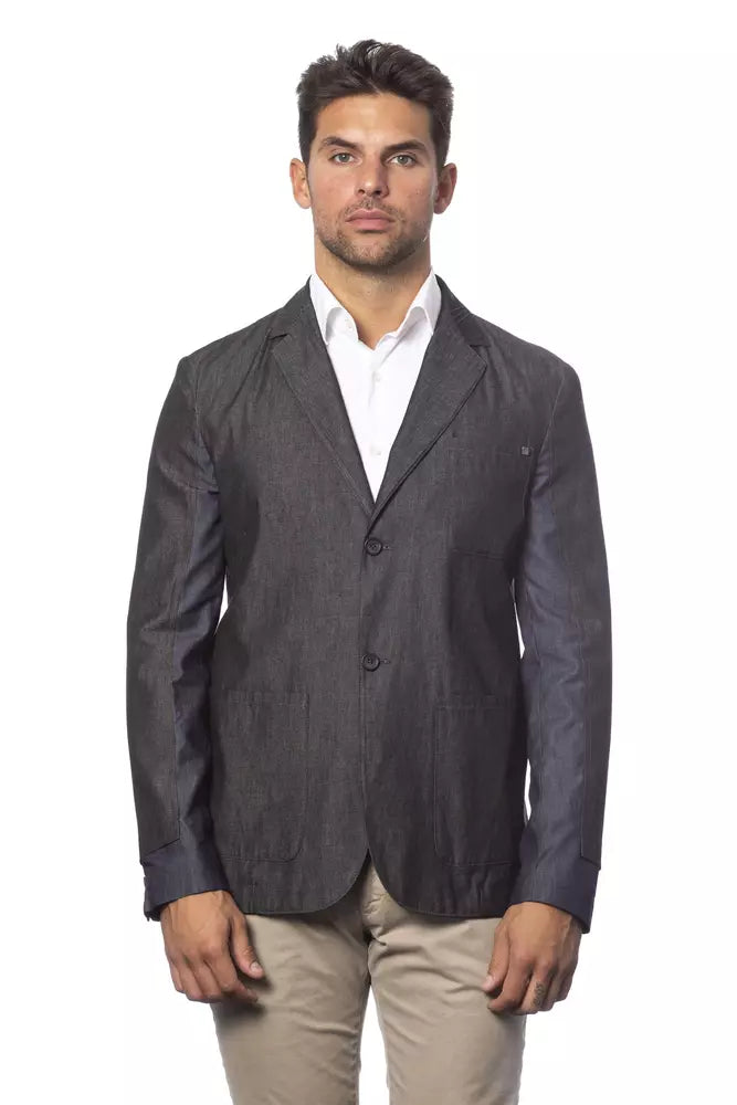 Gray Cotton Men Blazer - SEHABRANDS