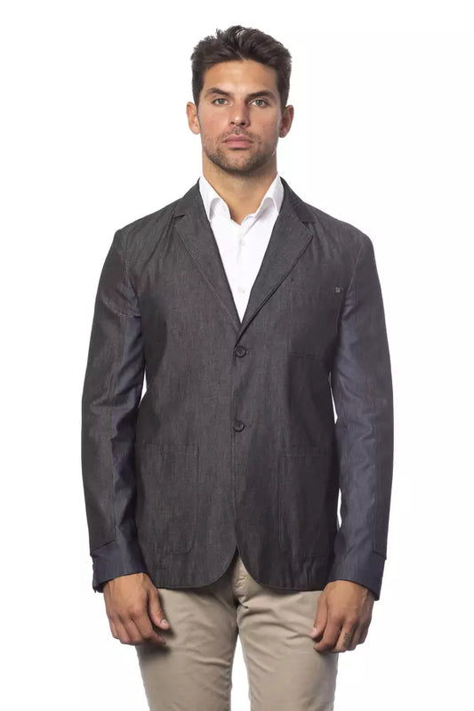 Gray Cotton Men Blazer - SEHABRANDS