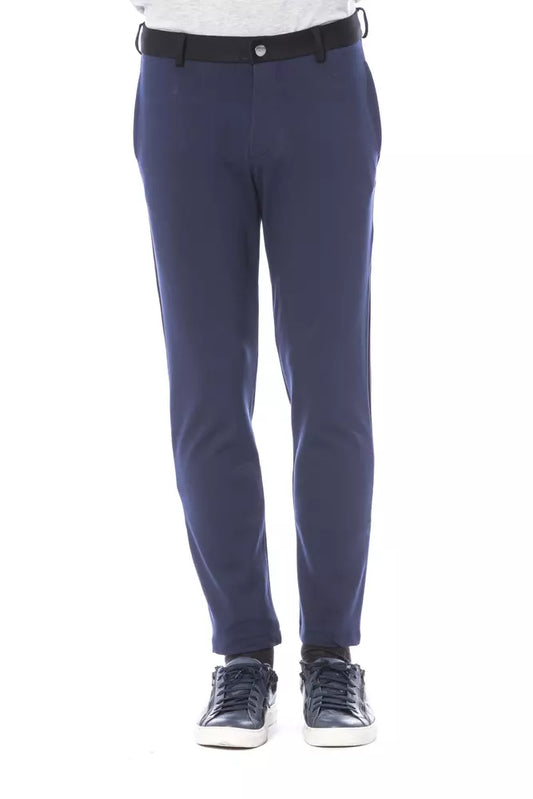 Blue Viscose Men Pants - SEHABRANDS