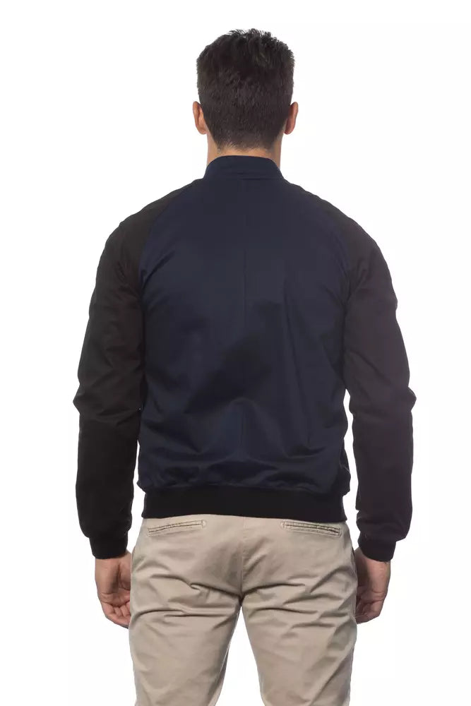 Blue Cotton Men Bomber Jacket - SEHABRANDS