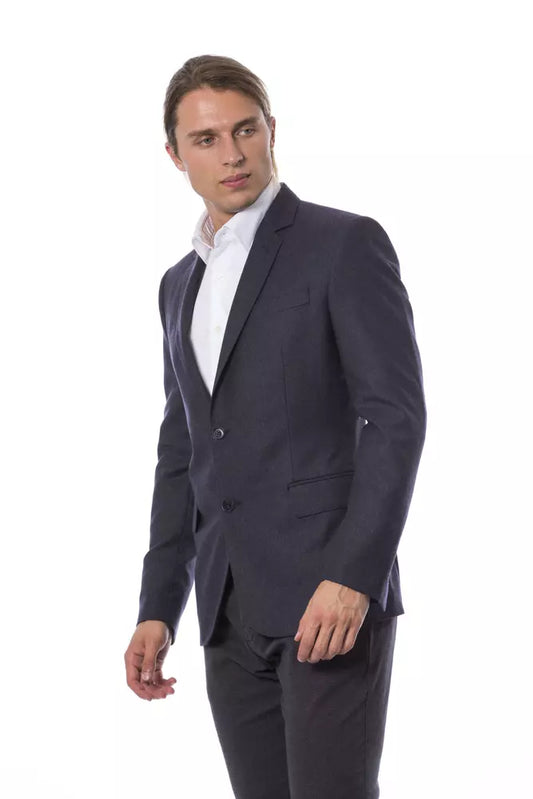 Elegant Blue Wool Single-Breasted Blazer - SEHABRANDS