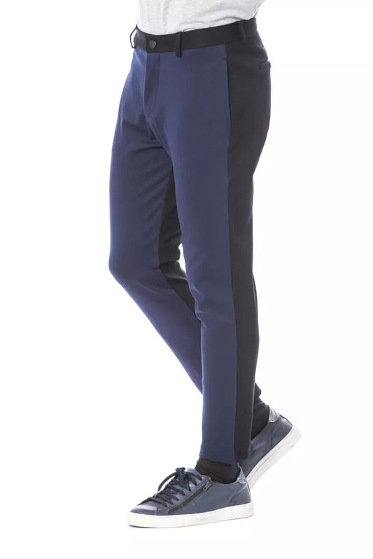 Blue Viscose Men Pants - SEHABRANDS