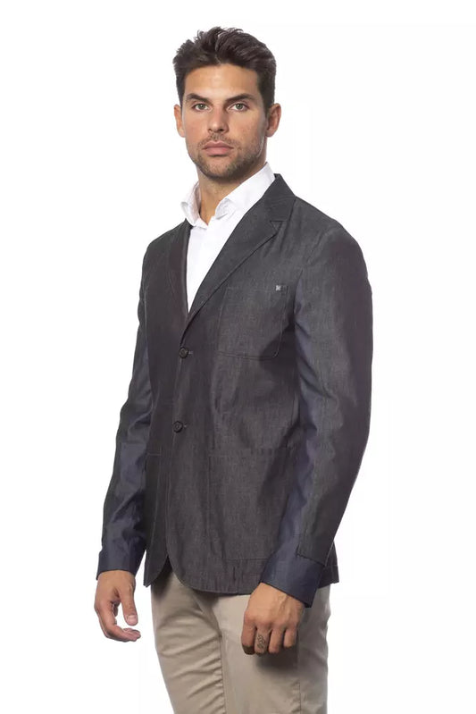 Gray Cotton Men Blazer - SEHABRANDS