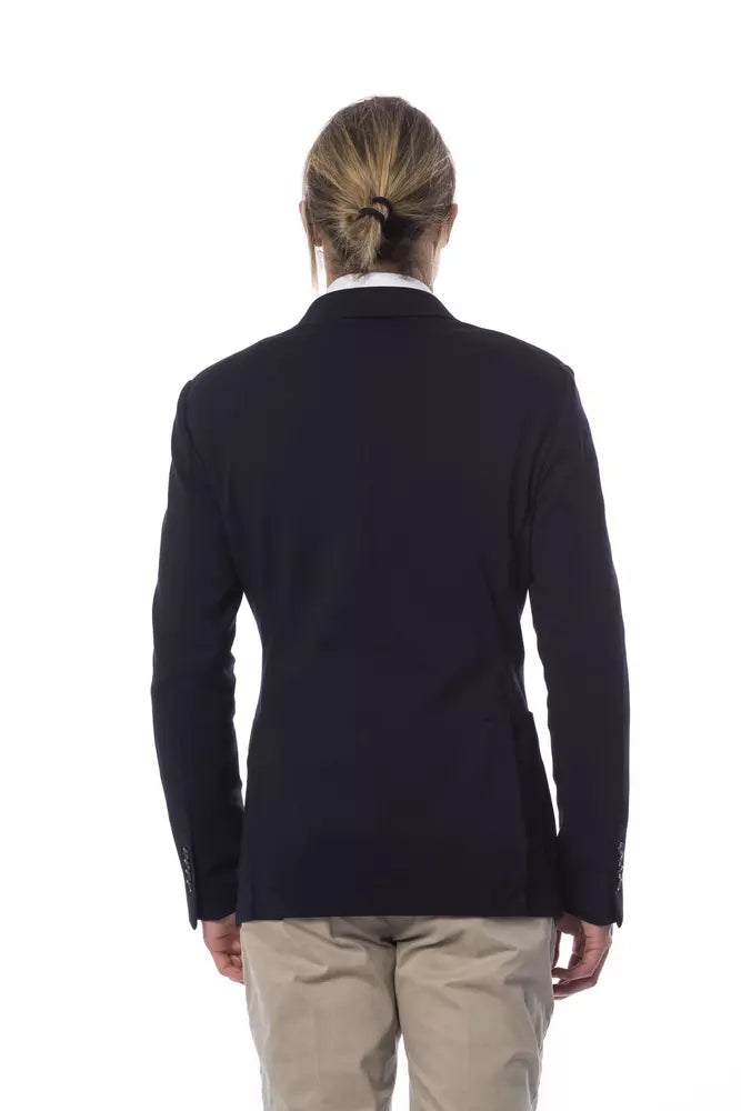 Blue Viscose Men Blazer - SEHABRANDS