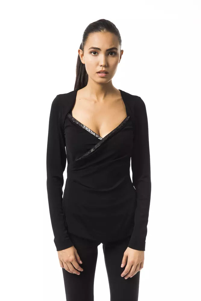 Black Viscose Women Top - SEHABRANDS