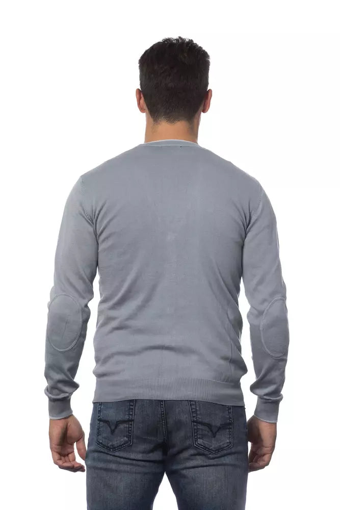 Gray Cotton Men Cardigan - SEHABRANDS