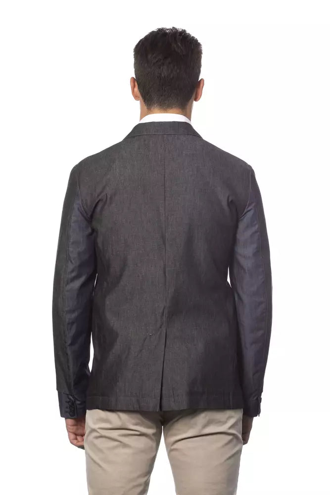 Gray Cotton Men Blazer - SEHABRANDS