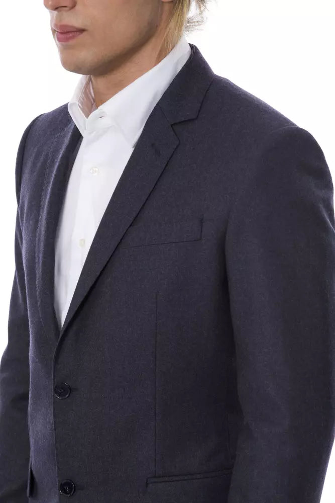 Blue Wool Men Blazer - SEHABRANDS