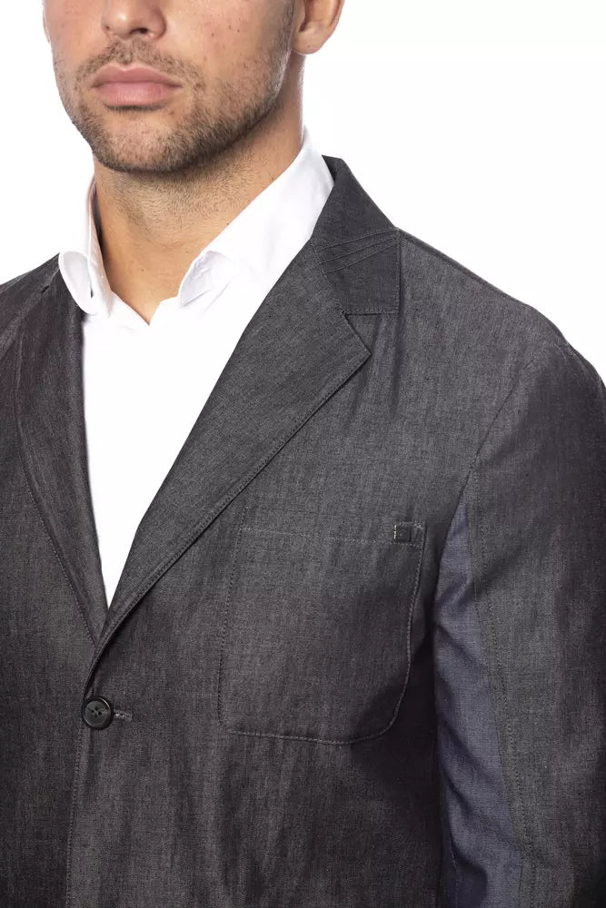 Gray Cotton Men Blazer - SEHABRANDS